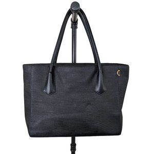 Dagne Dover Signature Legend Black Coated Canvas Large Laptop Tote Bag Zipper